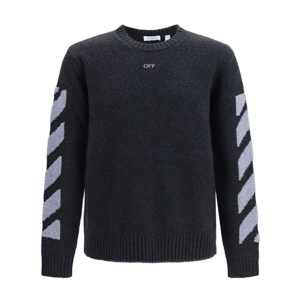 Off-White Men Diag Fuzzy Knit Crewneck